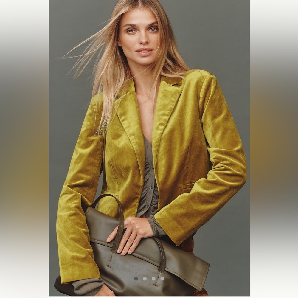 Maeve Cropped Velvet Tuxedo Blazer